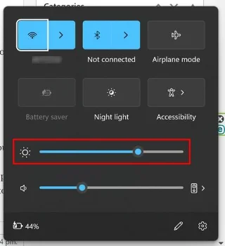 Center action brightness slider