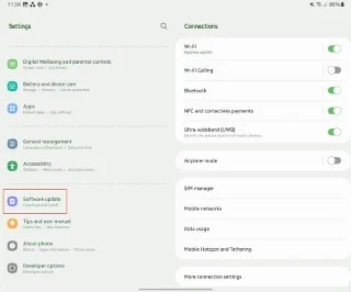 Jak aktualizovat Galaxy Tab S8