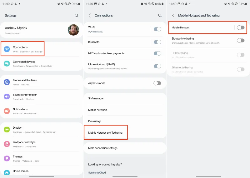 Jak používat Galaxy S23 jako hotspot