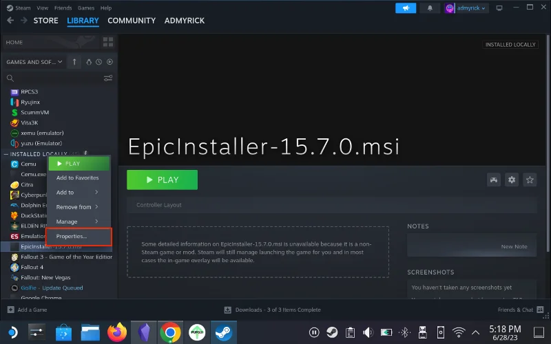 Как да инсталирате Epic Games Store на Steam Deck