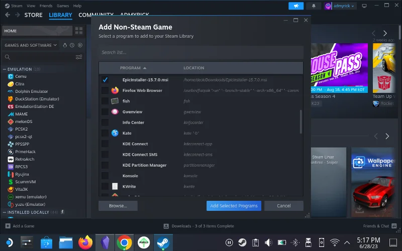 Как да инсталирате Epic Games Store на Steam Deck