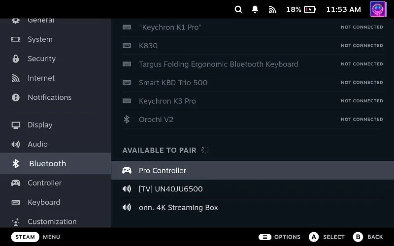 Jak používat Nintendo Controls na Steam Decku