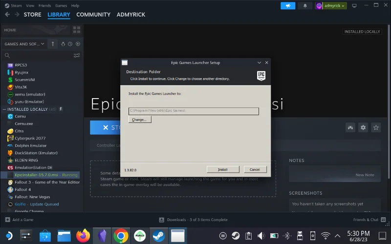 Установка Epic Games Launcher