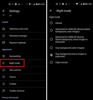 Kiwi pro Android: Jak nakonfigurovat nastavení nočního režimu