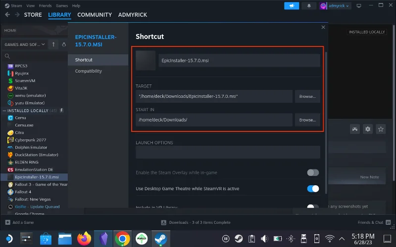 Как да инсталирате Epic Games Store на Steam Deck