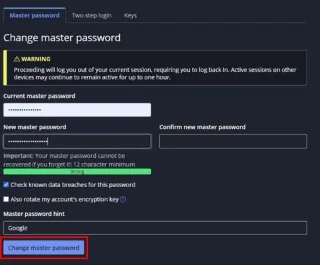 Bitwarden: Slik endrer du hovedpassordet ditt