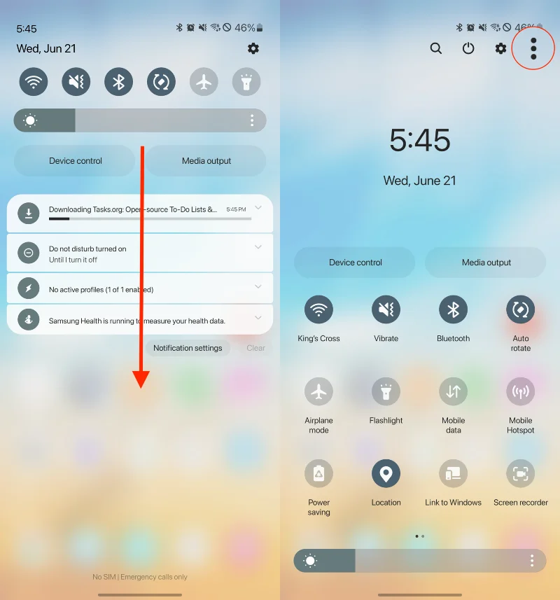 Jak přizpůsobit panel rychlého nastavení na Galaxy S23