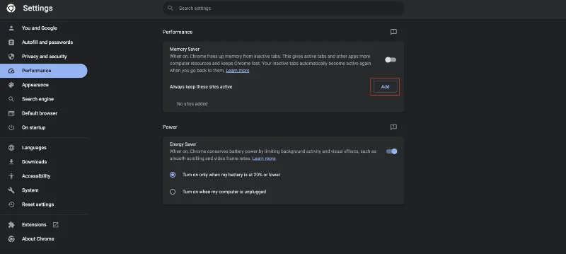 Kako izklopiti varčevanje s pomnilnikom v brskalniku Google Chrome
