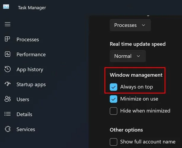 Si ta mbani menaxherin e detyrave gjithmonë në krye në Windows 11