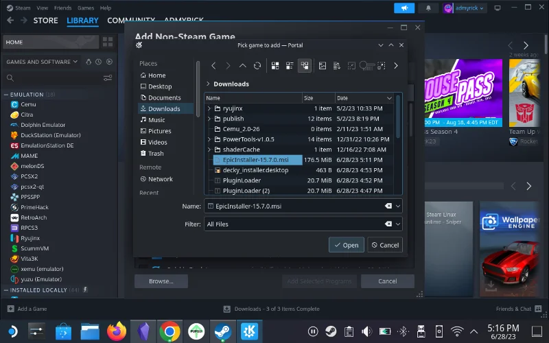 Как да инсталирате Epic Games Store на Steam Deck