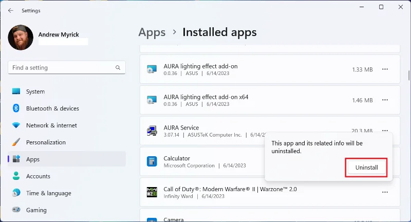 Jak odstranit hry a aplikace z ASUS ROG Ally