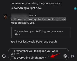 Slik siterer du i svar i Google Chat