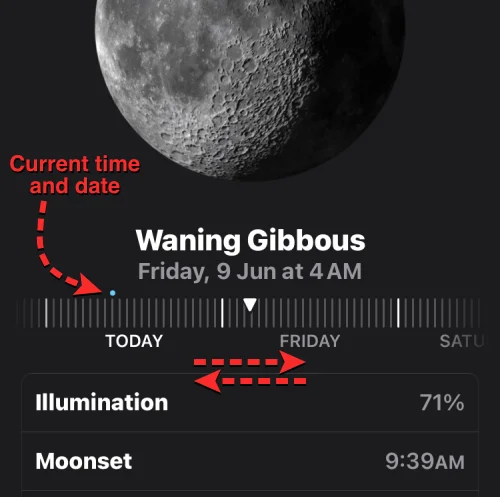 Hvordan sjekke måneinformasjon, månenedgang og måneoppgang, månefasekalender på iPhone på iOS 17