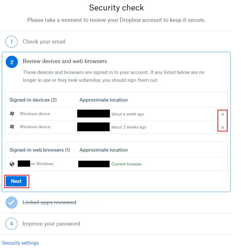 Dropbox: Как да прегледате настройките си за сигурност