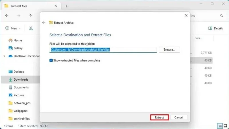 Jak extrahovat Zip, RAR, 7z, Tar na Windows 11
