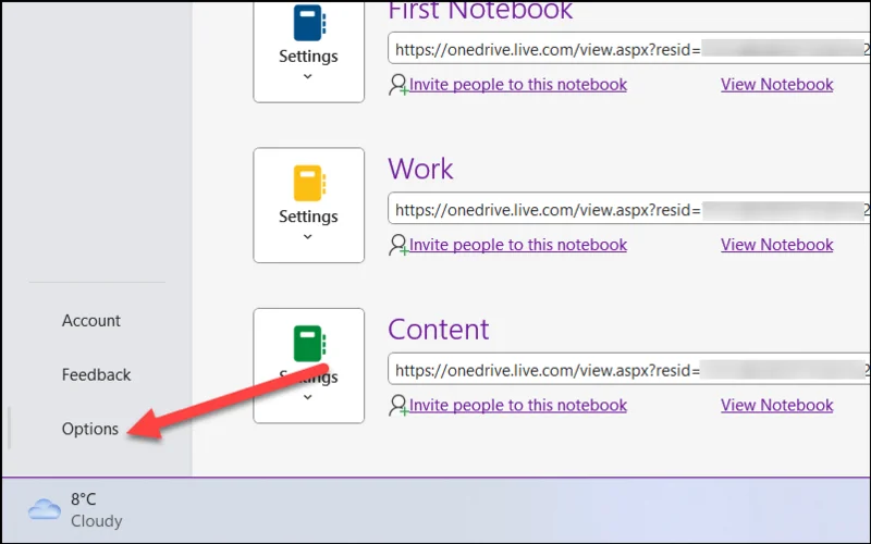 Muistikirjan synkronoiminen OneNote for Windowsissa