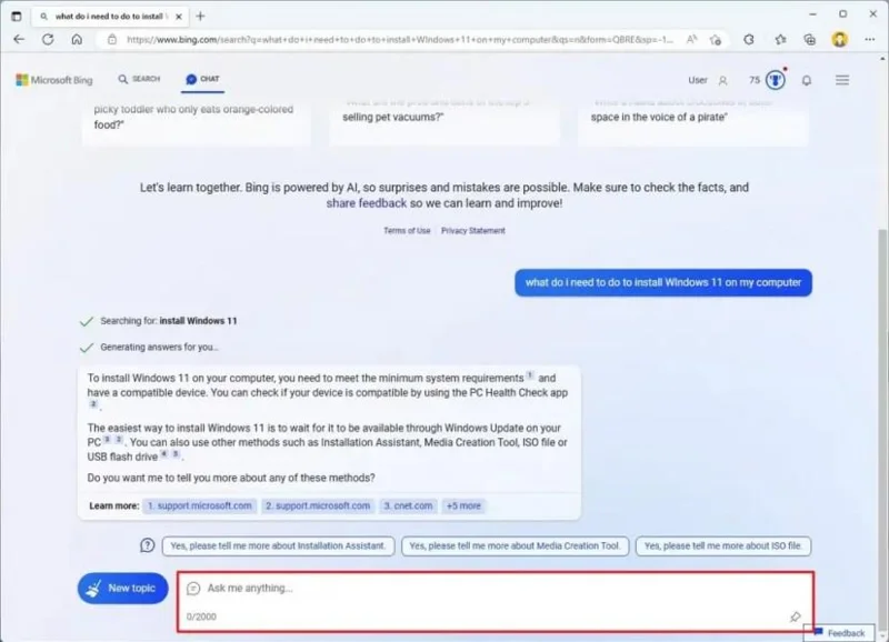 Uuden Bing AI:n käyttäminen ChatGPT:n kanssa