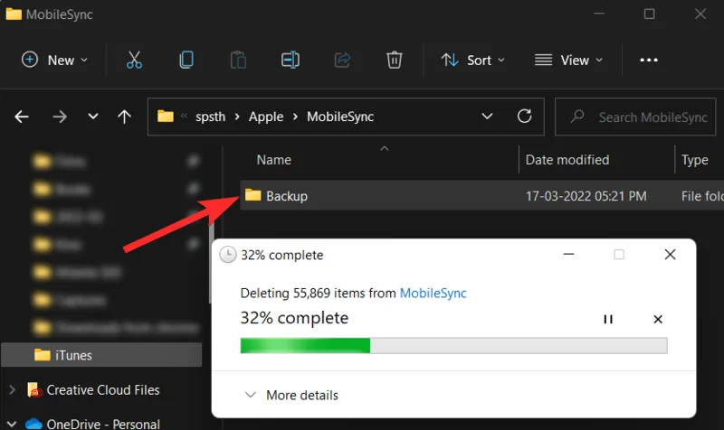 iTunes-varmuuskopion poistaminen Windows 11:ssä