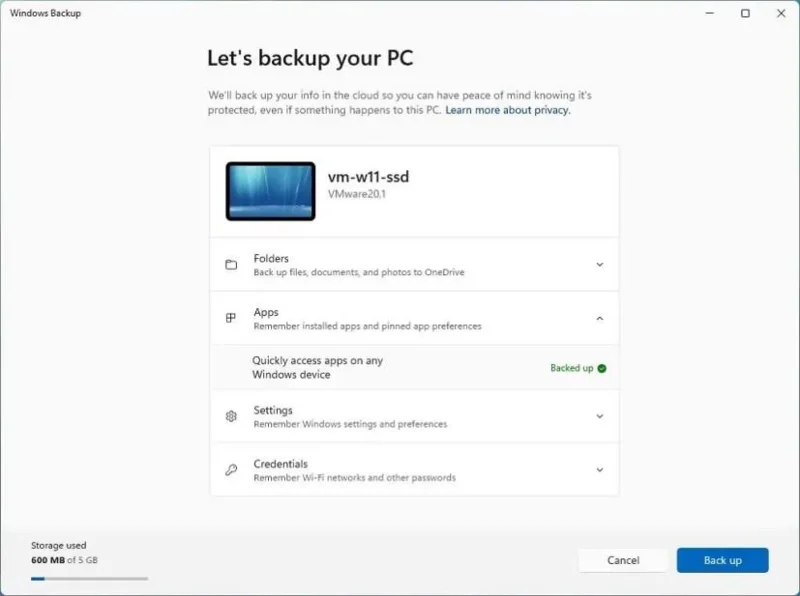 Jak cloud zálohovat aplikace, nastavení, soubory v systému Windows 11
