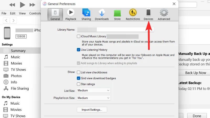 iTunes-varmuuskopion poistaminen Windows 11:ssä