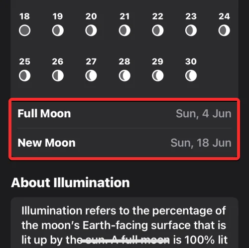 Hvordan sjekke måneinformasjon, månenedgang og måneoppgang, månefasekalender på iPhone på iOS 17