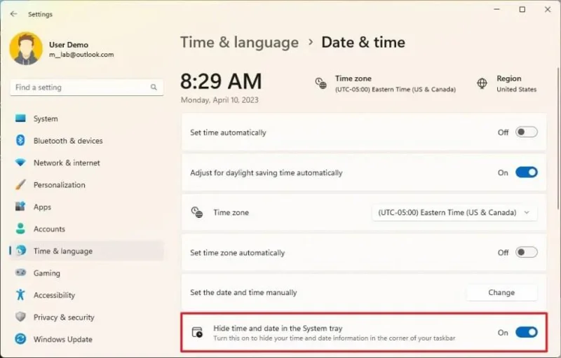 Як увімкнути нову опцію видалення часу та дати панелі завдань у Windows 11