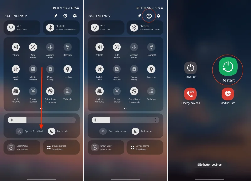 Samsung Galaxy S24: Jak restartovat