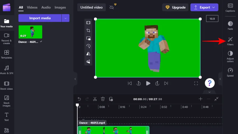 Jak udělat zelenou obrazovku na Clipchamp
