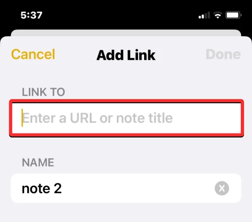 Hvordan koble andre notater i et notat på iPhone med iOS 17
