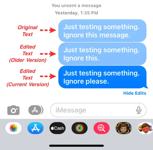 Sådan får du vist redigeringshistorikken for en besked i meddelelser på iPhone på iOS 16