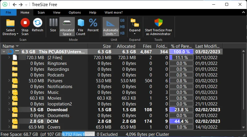 Slik sjekker du brukt plass på Android fra en Windows-PC via MTP