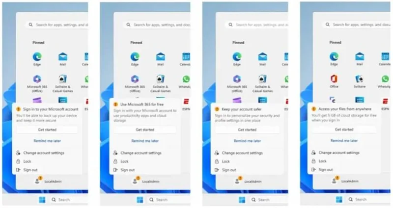 Як вимкнути сповіщення облікового запису меню «Пуск» у Windows 11 23H2