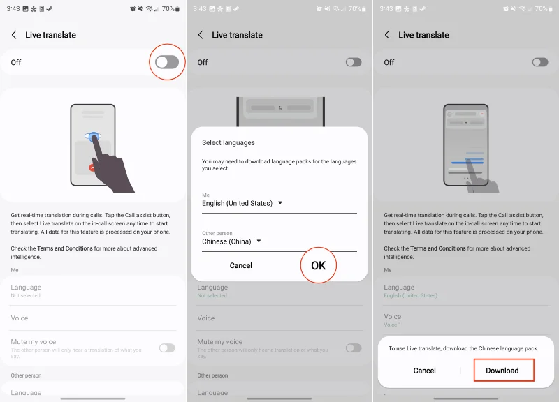 Jak používat Live Translate na Galaxy S24