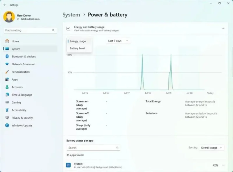 Як увімкнути нові параметри використання енергії та акумулятора в Windows 11