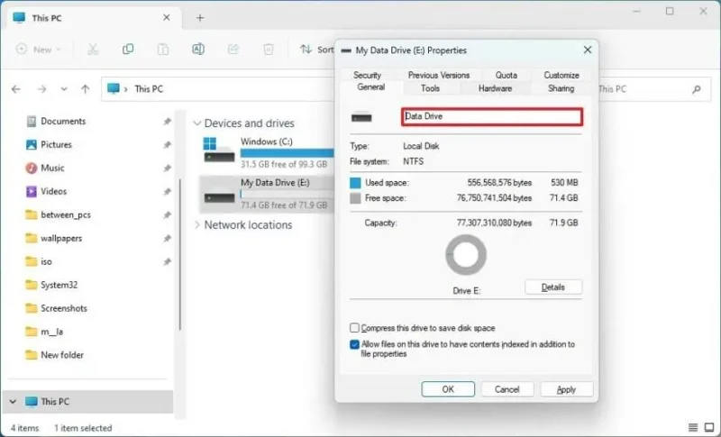 Як змінити назву мітки тому диска в Windows 11