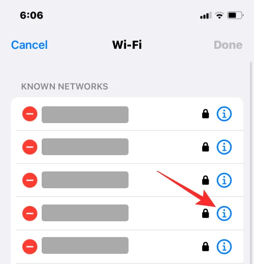 Ismert hálózatok eltávolítása iOS rendszeren
