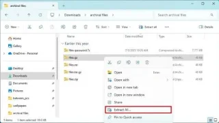 Як розпакувати Zip, RAR, 7z, Tar у Windows 11