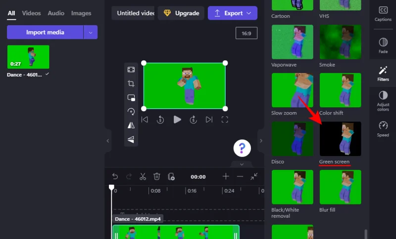 Jak udělat zelenou obrazovku na Clipchamp
