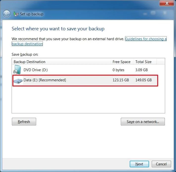 Jak vytvořit úplnou zálohu v systému Windows 7