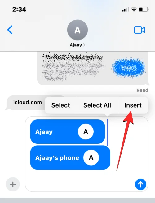 Névjegyek és jelszavak beszúrása közvetlenül az üzenetekbe az iPhone készüléken iOS 17 rendszeren