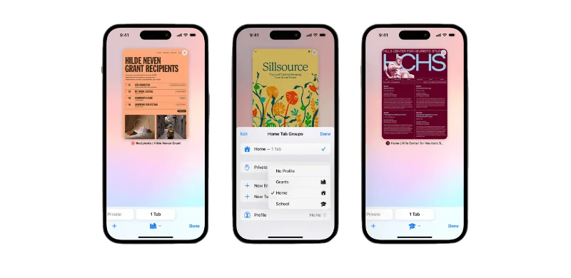 Safari-profilok létrehozása és használata iOS 17 rendszeren