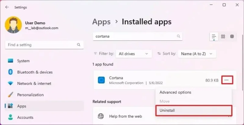 Як видалити Cortana у Windows 11