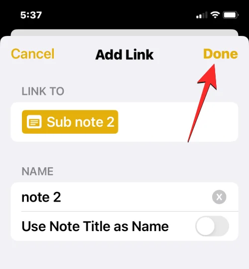 Hvordan koble andre notater i et notat på iPhone med iOS 17