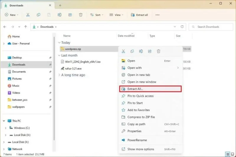 Jak rozbalit soubory ve Windows 11, 10