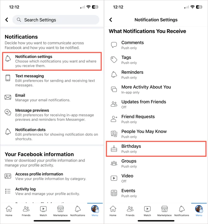 Jak povolit a zakázat oznámení o narozeninách na Facebooku