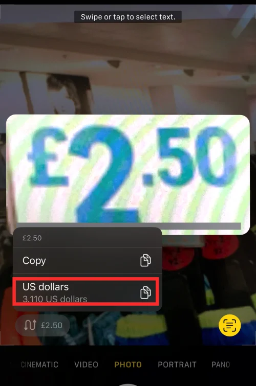 Як конвертувати валюту за допомогою камери на iPhone на iOS 16