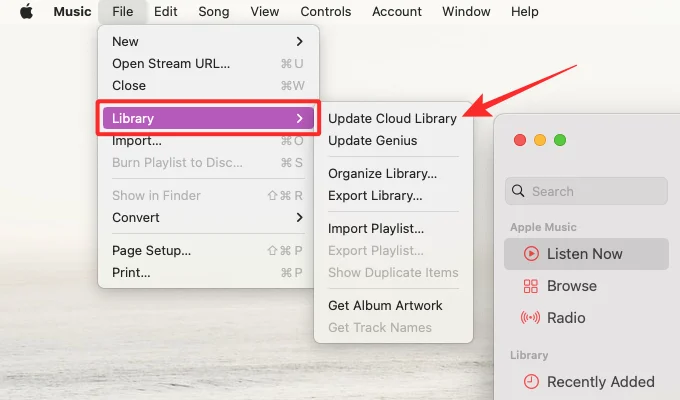 A „Felhő zenei könyvtár frissítése” hiba javítása az Apple Music alkalmazásban