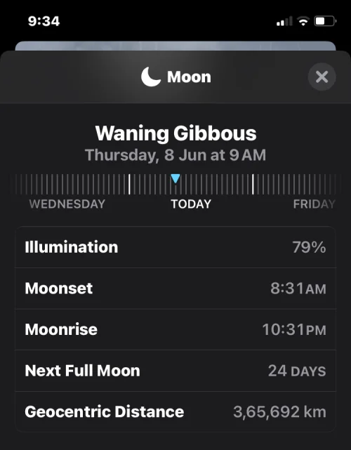 Hvordan sjekke måneinformasjon, månenedgang og måneoppgang, månefasekalender på iPhone på iOS 17