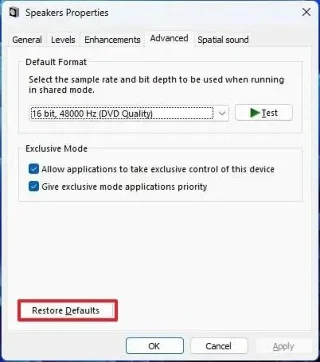 Як скинути налаштування аудіо до стандартних у Windows 11