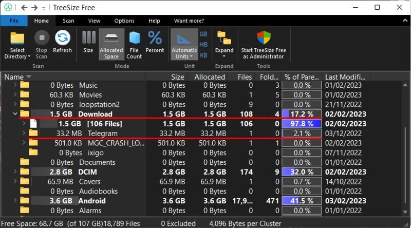 Slik sjekker du brukt plass på Android fra en Windows-PC via MTP